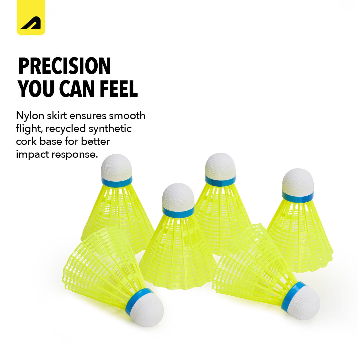 Badminton Shuttlecock Set 6pcs High Durability Badminton Nylon Shuttle with Natural Wood Cork Base Ideal for Daily Practice for Beginners & Players Rally 200 Yellow (Pack of 6) - Image 4