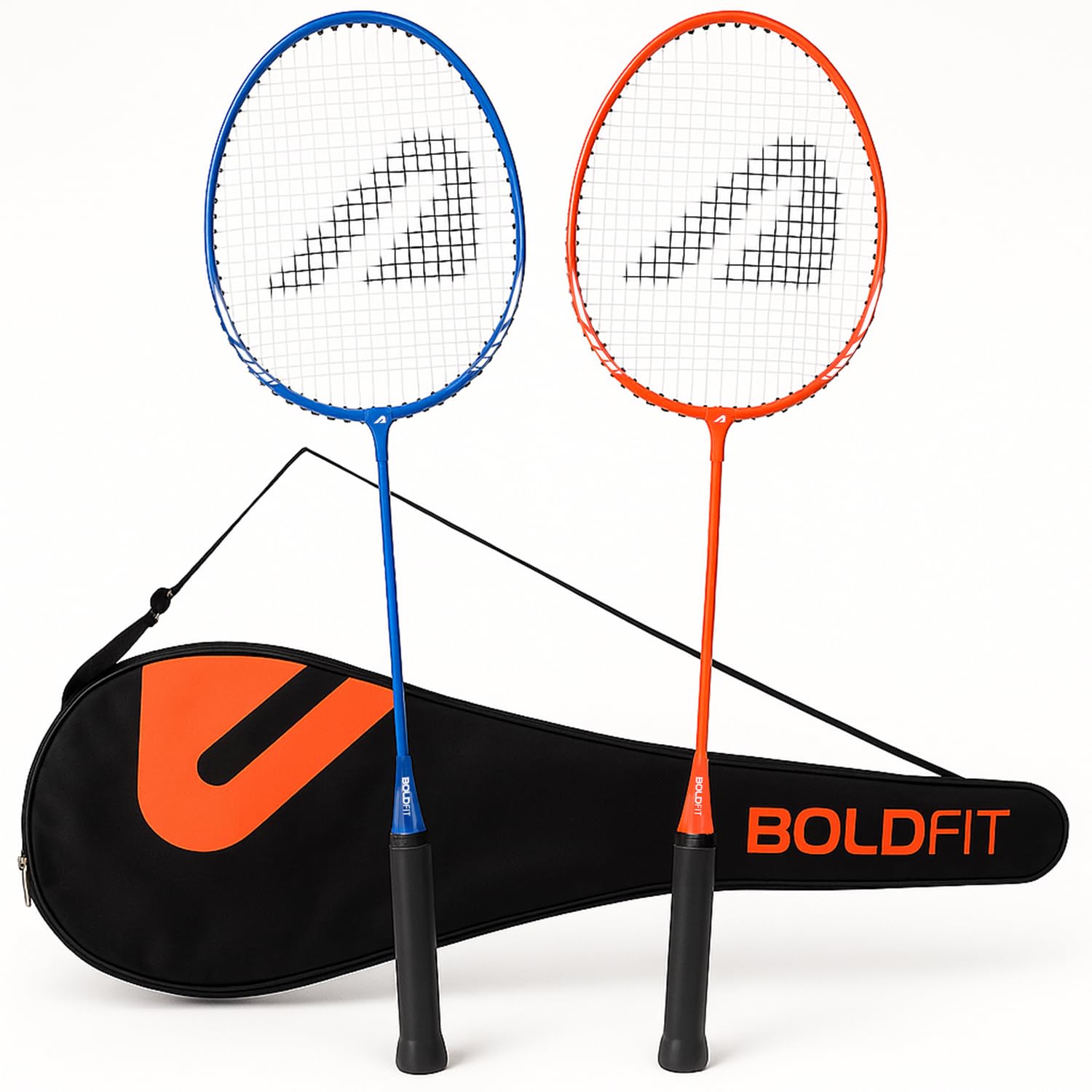 Badminton Racket Combo for Beginners Adults Aluminium Shuttle Bat with Full Cover Bag Badminton Racquet for Practice & Match Lightweight 100gm with Grip Handle Shuttle Racket 1 Pair BlueOrange - Image 2