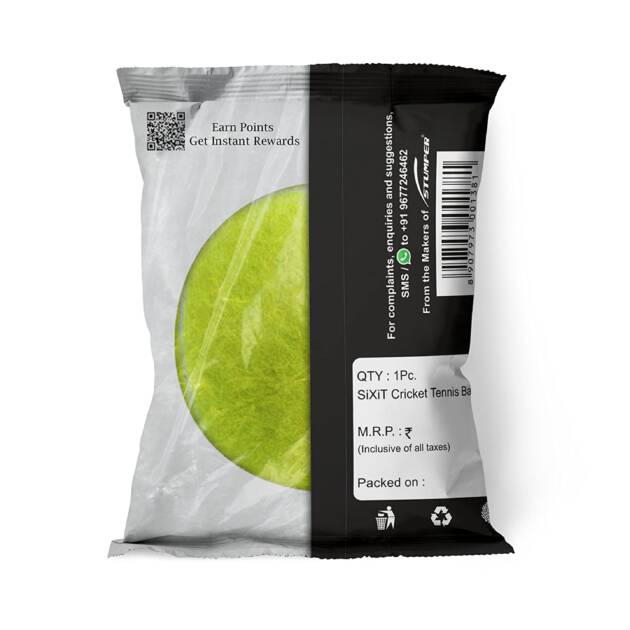 Sixit Lite Cricket Tennis Ball - Pack of 6, Green, Standard Size, Durable Rubber Material, Ideal for Practice and Casual Play