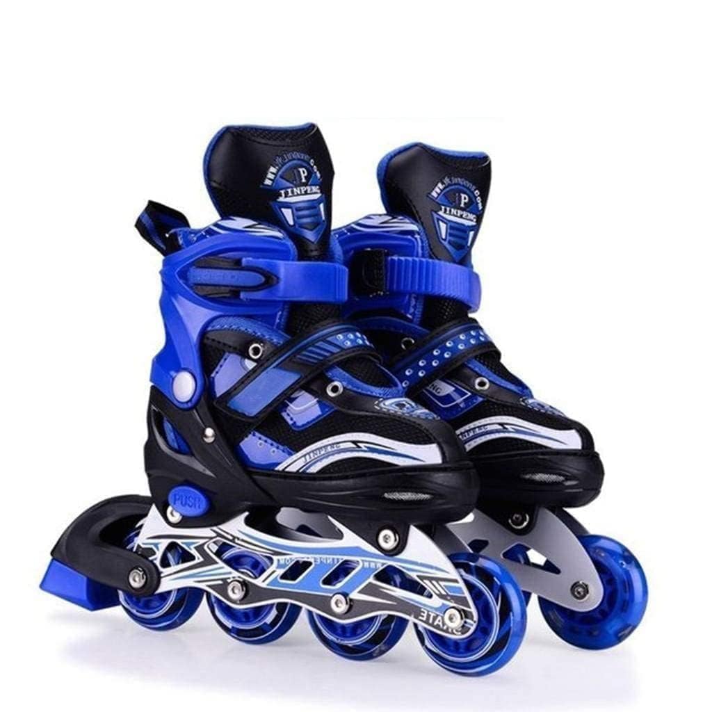 4 Wheels Adjustable Inline Skates Skating Shoes for Boys Kids Girls Skating Shoe Adjustable Roller Blades Age 6 to 15 Years PU Strong Wheels Aluminium with LED Flash Light on Wheels (Blue)' - Image 2