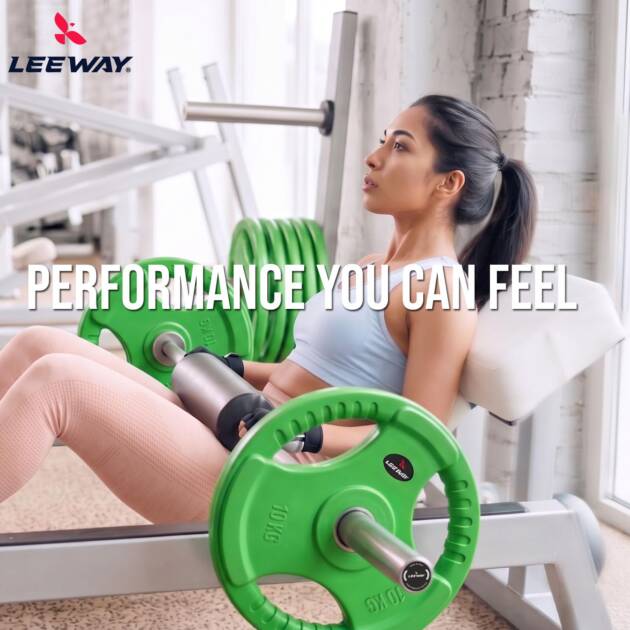 Leeway Rubber Weight Plates for Home Gym (10 KG X 2 = 20 KG) Olympic Rubber Coated | Tri-Grip Plates with 51mm Hole | Color Coded Weights for Home Gym, Barbell & Dumbbell (10kg Pair)