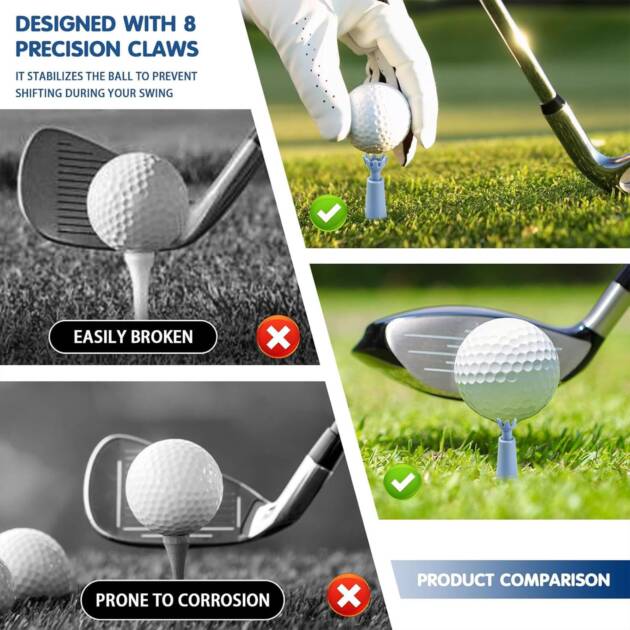 Golf Tees, Golf Kit, Adjustable Ball Holder for Golf Practice, Multi-Height Golf Kit with Plastic Ball, Portable Golf Set for Course Marking and Training Sessions, One Piece Design