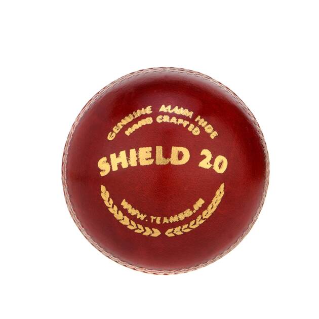 SG Shield 20 Cricket Balls | Colour: Red | Pack Size: Pack of 1 | Water-Resistant Leather Ball | Suitable for Practice Game | Tournament Game Cork