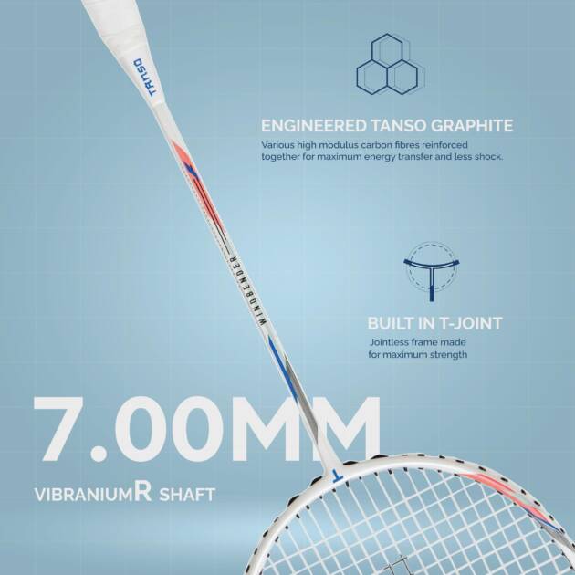 TANSO Windbender Full Graphite Ultra Light Weight Carbon Fibre Strung Badminton Racket (32 Lbs Tension, 680 mm Long, 77 Grams, Strung with Premium Strings and Full Racquet Cover)