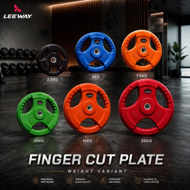 LEEWAY Color Rubber Weight Plates (5kg x 2) | 31mm Dia | Rubber Coated Metal Integrated Weights For Barbell Rod | Standard Rod Compatible Dumbbell Spare Gym Weight Plates for Home Gym Equipment Workout (5kg Pair (5X2))