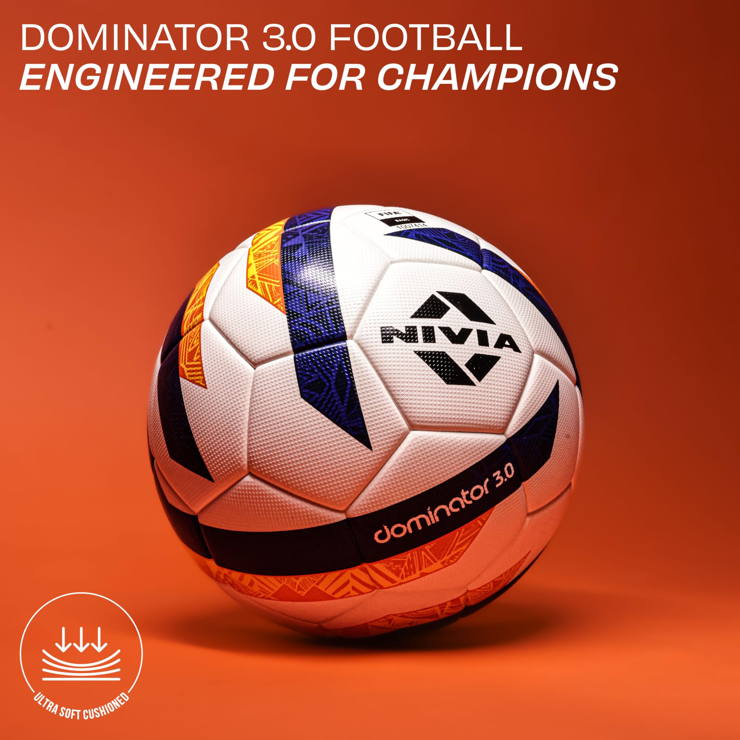 Nivia Dominator 3.0 Football, Match Ball, 32 Panels, Durable & Soft PU Leather, Butyl Fabric Wounded Bladder, FIFA Basic, to Play on Both Natural and Artificial Grass (Size - 5, Multicolor) - Image 4