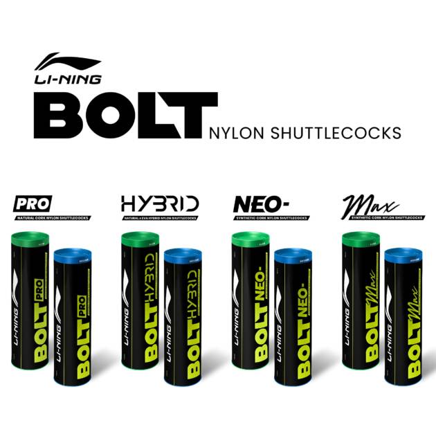 Li-Ning Bolt Neo Nylon Badminton Shuttlecocks (Yellow, Slow Speed) | High Quality | Synthetic Cork