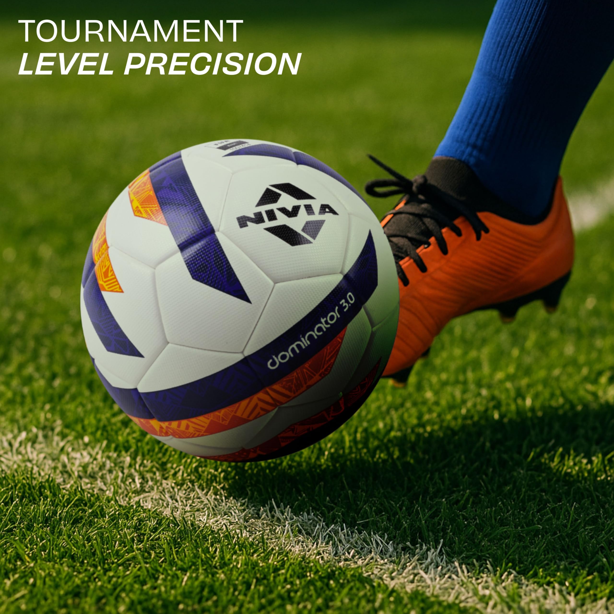 Nivia Dominator 3.0 Football, Match Ball, 32 Panels, Durable & Soft PU Leather, Butyl Fabric Wounded Bladder, FIFA Basic, to Play on Both Natural and Artificial Grass (Size - 5, Multicolor) - Image 8