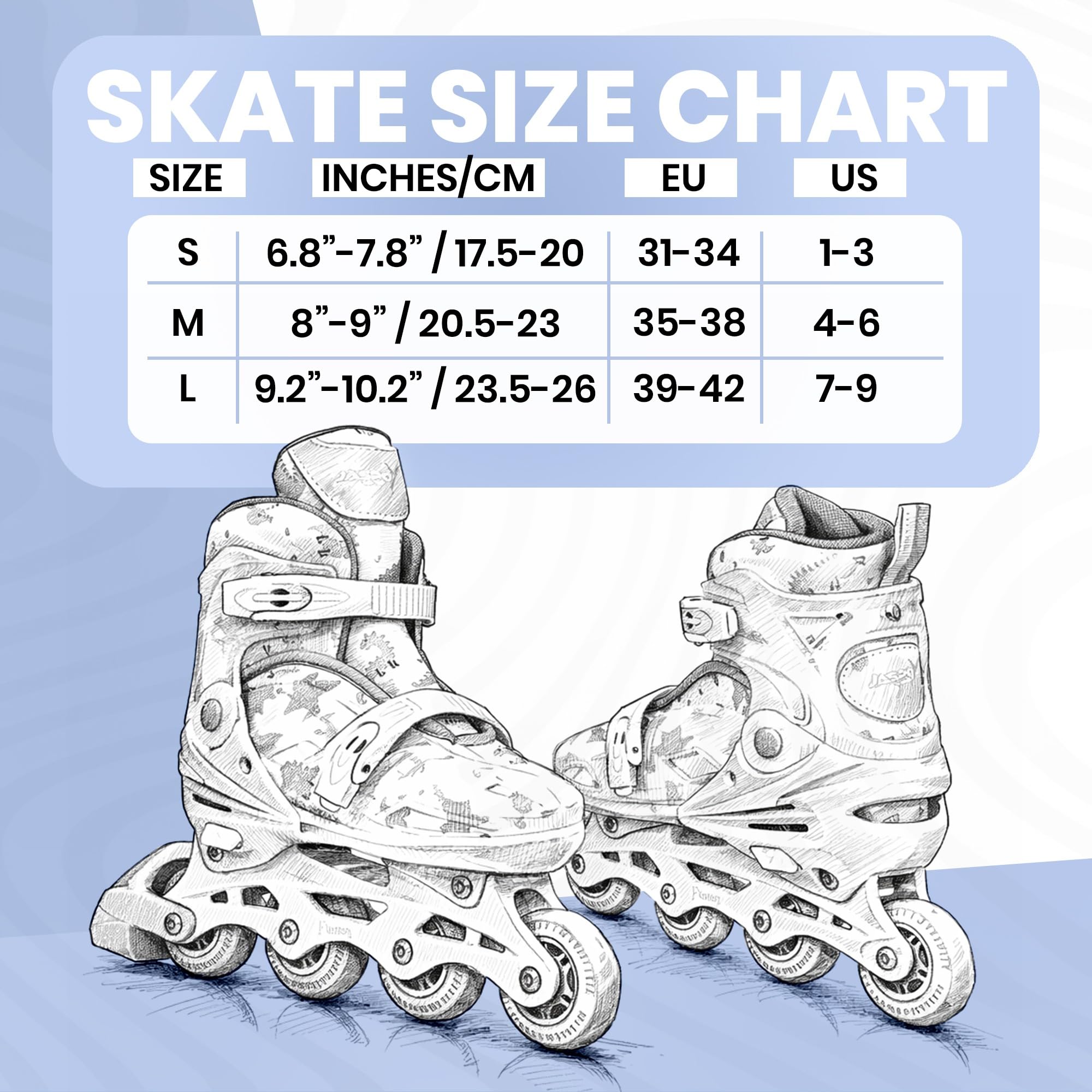 JASPO Fusion Stylish Adjustable Inline Skates for Kids & Youth – Lightweight Fibre-Body with 70mm PU Wheels, ABEC-7 Bearings & Ultra-Comfort Padding for All Age Groups (Blue, Large) (23.5-26 cms) - Image 8
