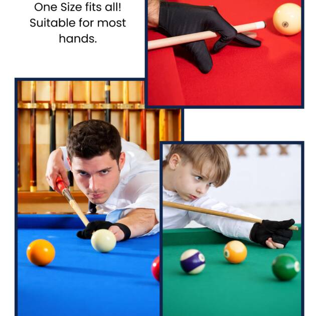 JBB Pool & Snooker Cue Glove Black (Pack of 5) – Billiards Glove for Better Grip, Breathable Stretch Fabric for Smooth Stroke Control